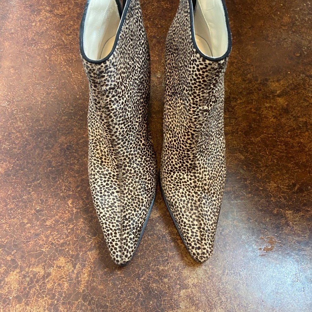 Adrienne Vittadini Animal Print Heeled Booties with Modern Silhouette
